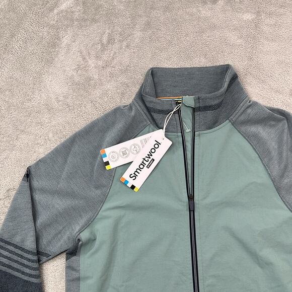 NEW Smartwool S Men's Intraknit Active Full Zip Merino‎ Wool Green Lead Sweater - Picture 2 of 11